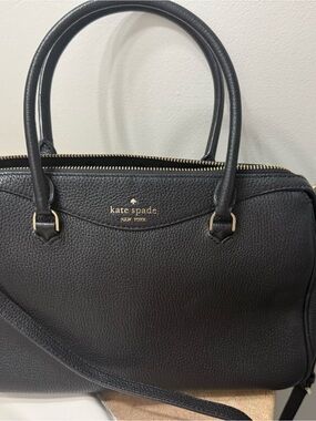 kate spade Black Pebbled Leather Satchel with Gold Hardware
